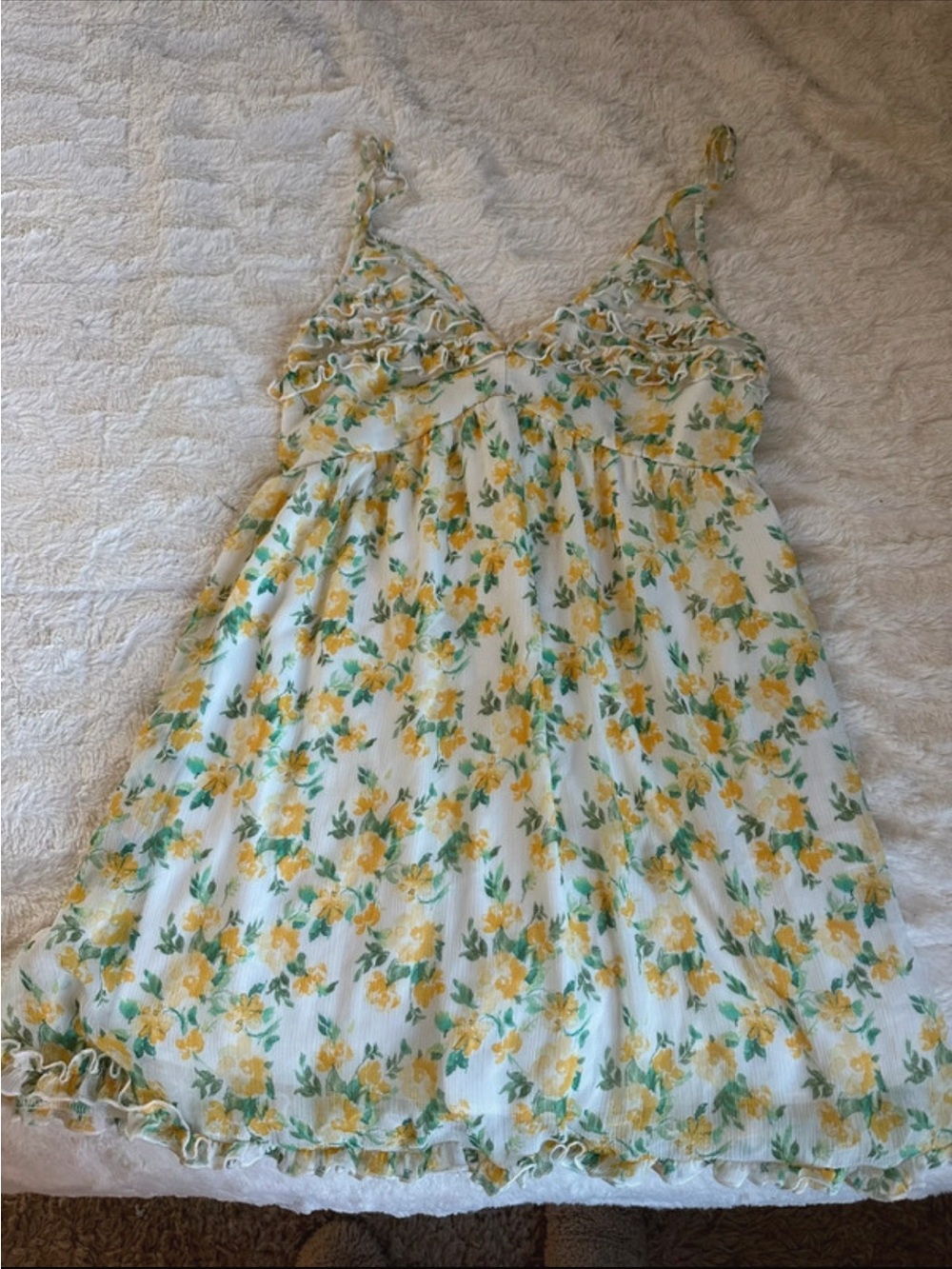 Trixxi White Mini Dress with Yellow Floral Print